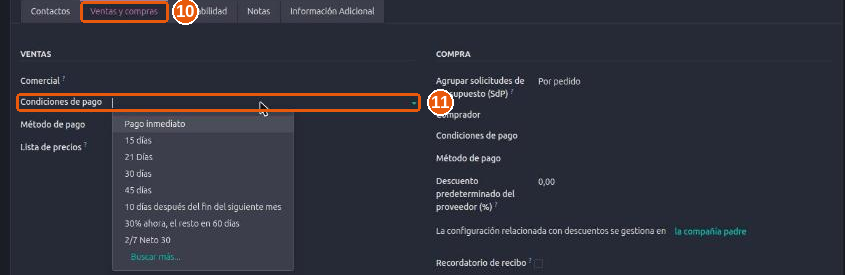 Condiciones de pago