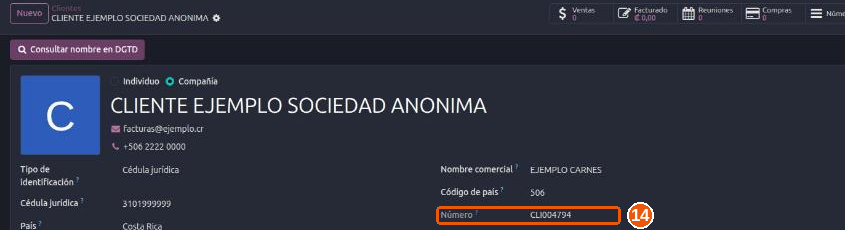 Cliente guardado con su número